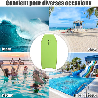 Bodyboard 41 Pouces Avec Sangle De 90 CM Planche De Surf Avec Motif De Crâne Cool De Couleur Vert Pour Adulte