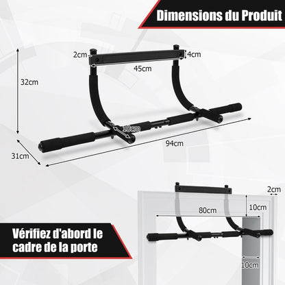 Barre De Traction Pour Porte Robuste Avec Poignées Enveloppées De Mousse Barre De Fitness Polyvalente Pour La Plupart Des Cadres De Porte Jusqu'À 80 Cm